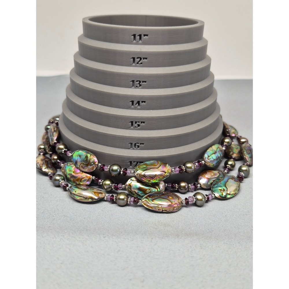 Abalone Necklace Paua Pearl Amethyst Garnet Multi Strand Iridescent Statement - Picture 5 of 16